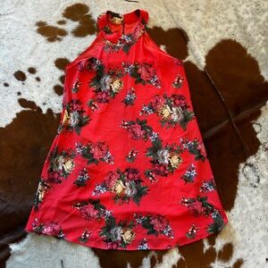 🌺 MTS Red Floral Mini Dress w/ pockets 🌺